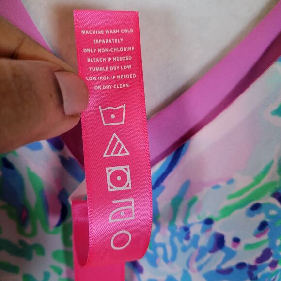 Lilly Pulitzer Womens Florin Tank Top Size XS Pink Blue Reversible Florida Beach - Picture 5 of 10